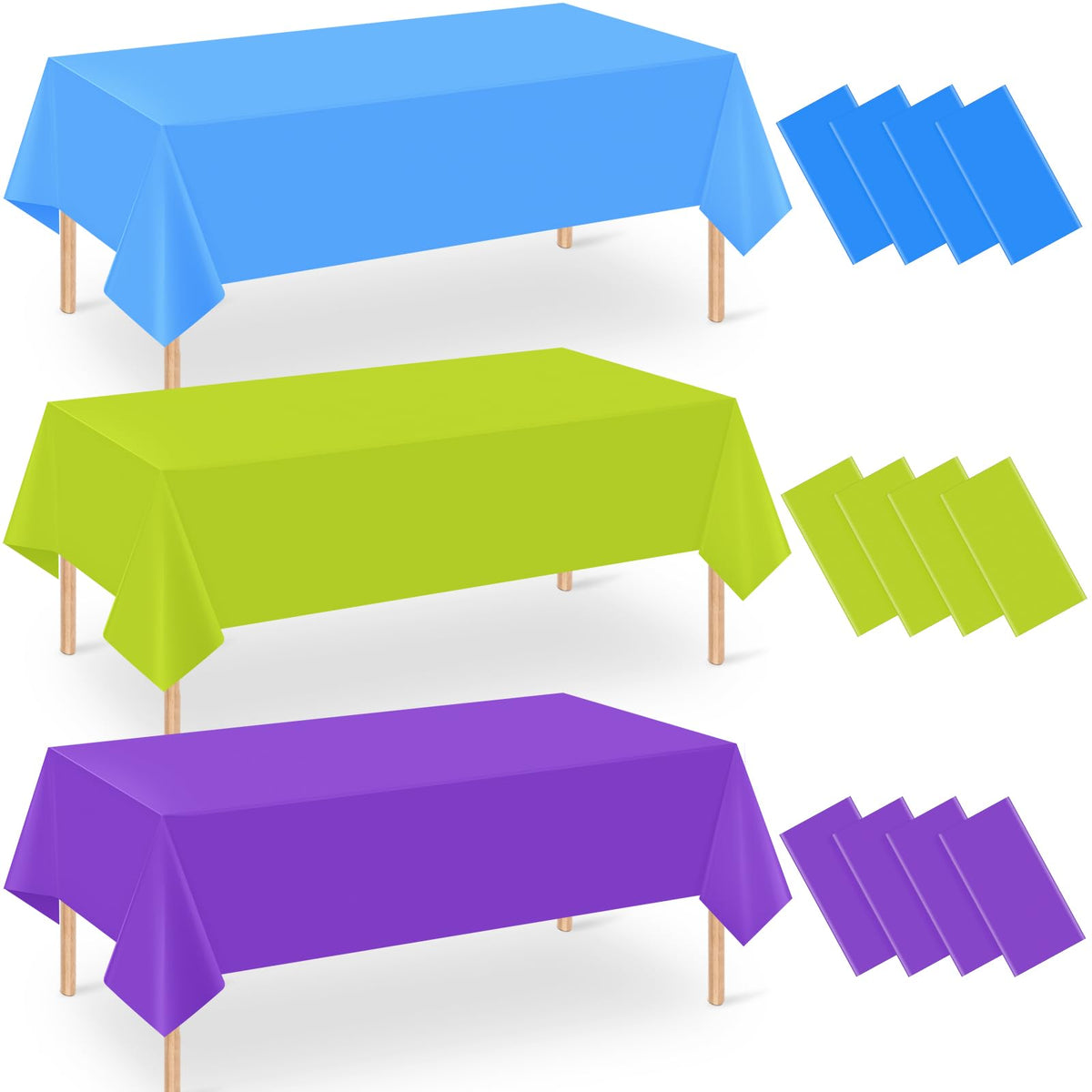 12 Pack Hawaiian Plastic Tablecloth for Rectangle Tables, Pink Green Yellow Tropical Disposable Table Cover, Luau Rectangle Table Cloth for Summer Flamingo Birthday Picnic Party Supplies Decorations