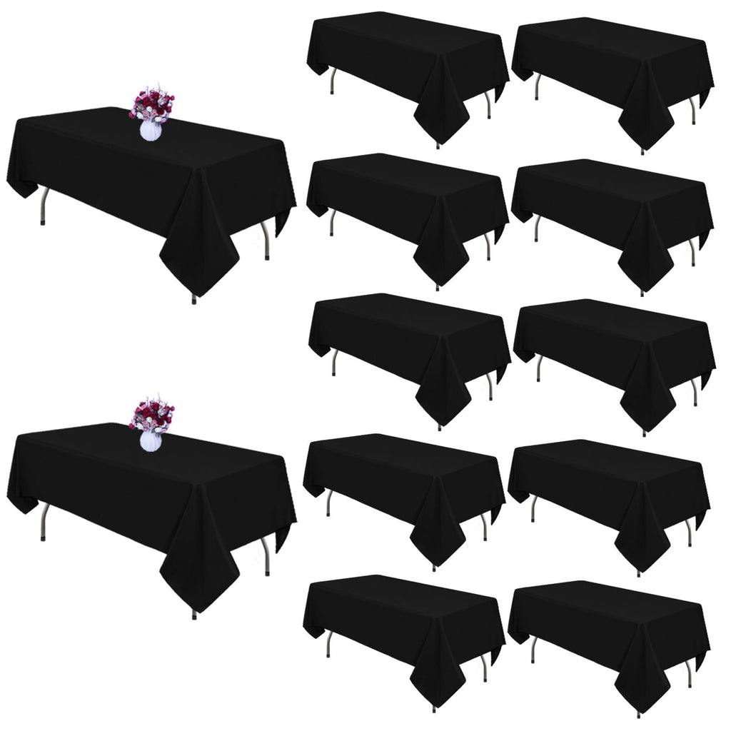 Black Tablecloths Rectangle 60 x 102 Inch, 12 Pack