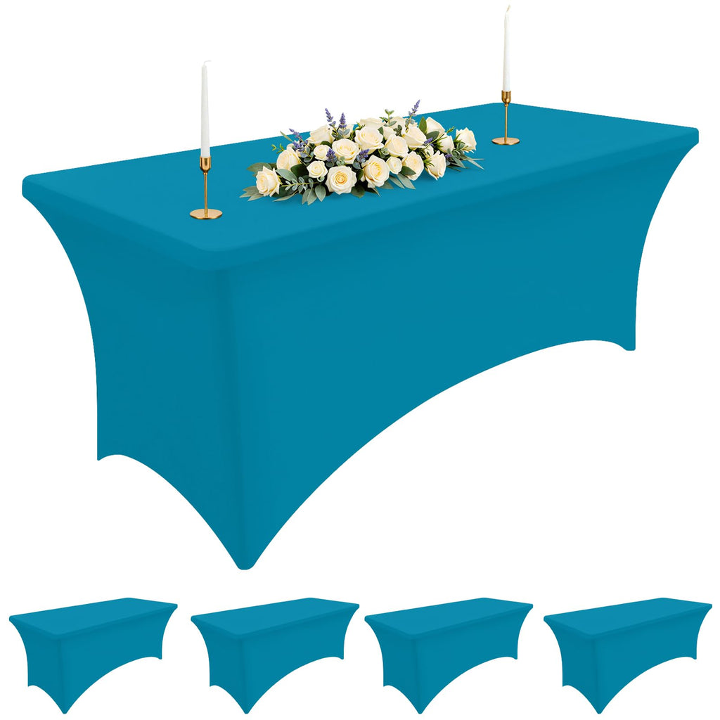 Smiry 2 Pack Spandex Table Cloth 6FT, Elastic Fitted Black Tablecloth