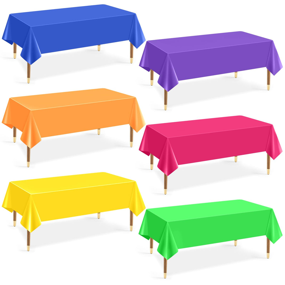 mwellewm 6Pc Plastic Table Cloth Disposable Tablecloth for Rectangle Tables