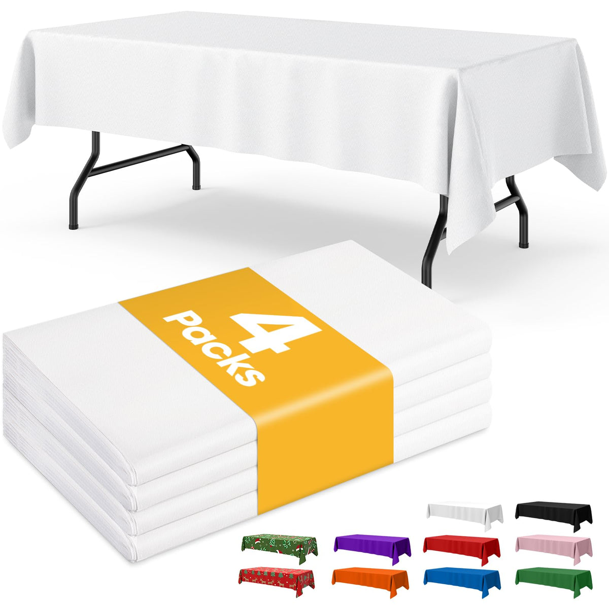 Niuara Ivory Plastic Table Cloth Disposable, 4 Pack, 54 x 108 in