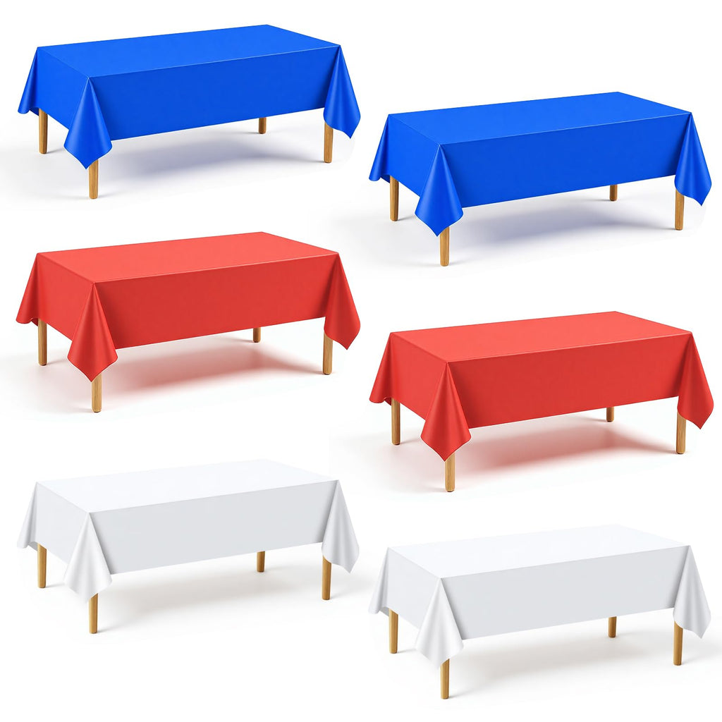 mwellewm 6Pc Plastic Table Cloth Disposable Tablecloth for Rectangle Tables