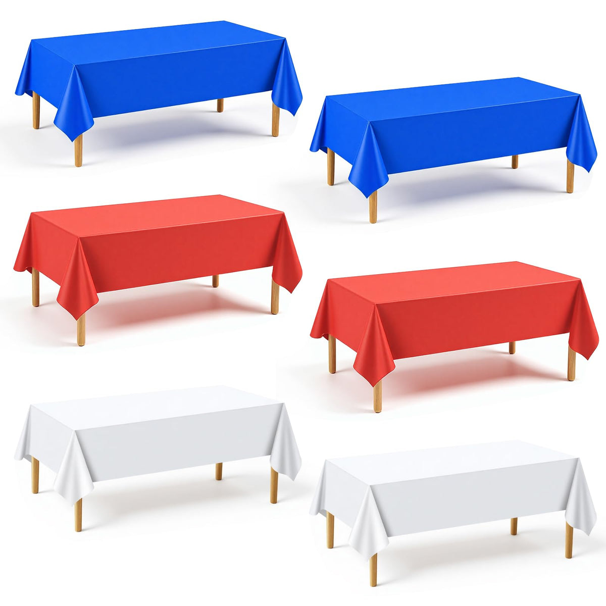 mwellewm 6Pc Plastic Table Cloth Disposable Tablecloth for Rectangle Tables