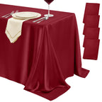 4 Pack Ivory Satin Tablecloth 58 x 102 Inch Overlay Seamless Design