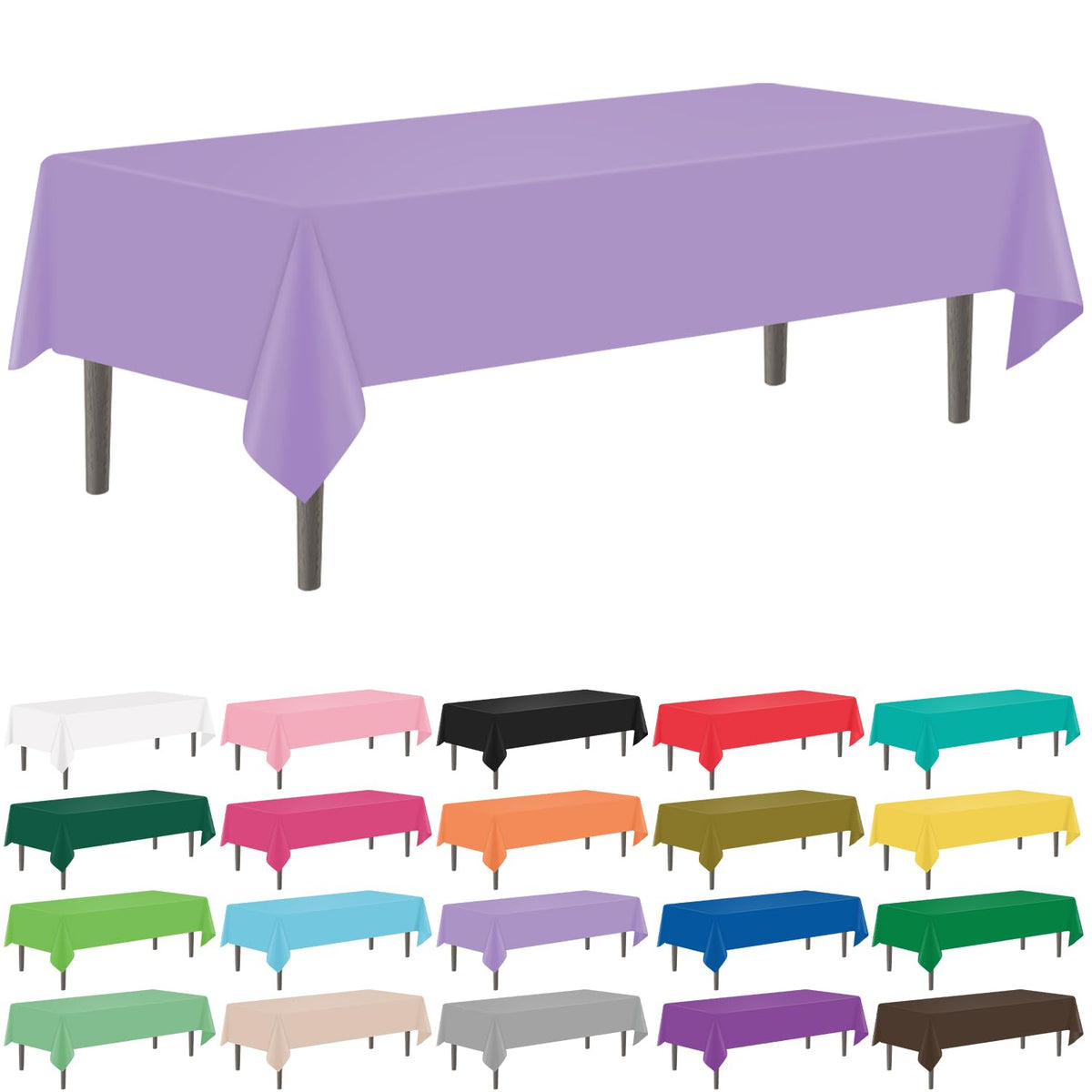 YSYJ 12 Pack Beige 54 x 108 Inch Disposable Plastic Tablecloths Rectangular Table Cloth Plastic Table Cover for Parties