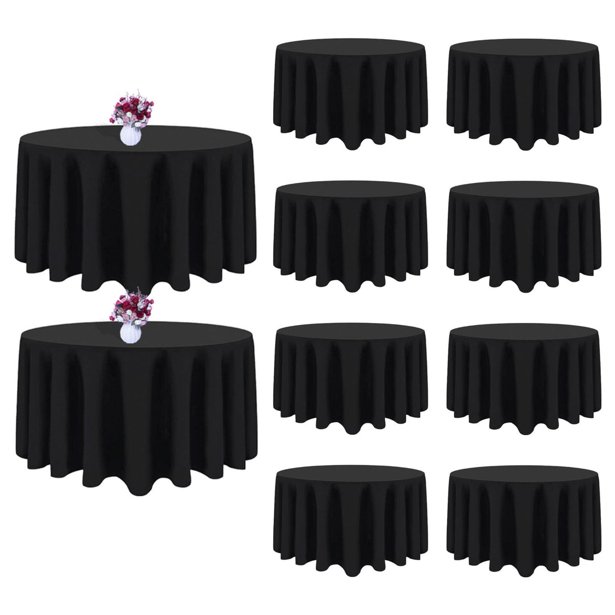 Black Tablecloths Rectangle 60 x 102 Inch, 12 Pack