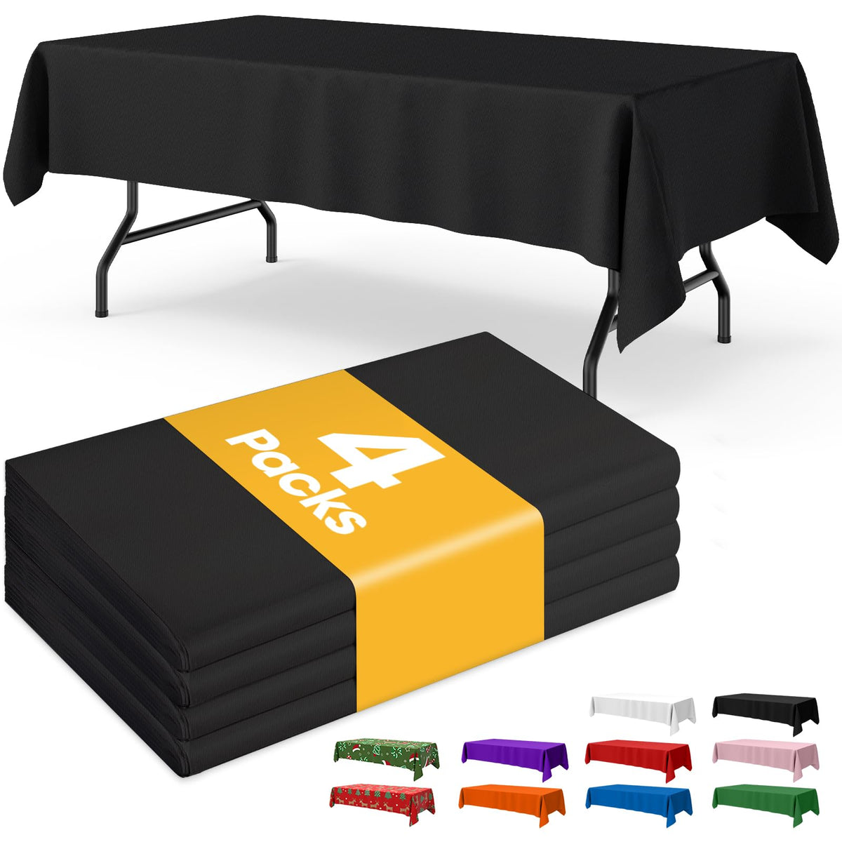 Niuara Ivory Plastic Table Cloth Disposable, 4 Pack, 54 x 108 in