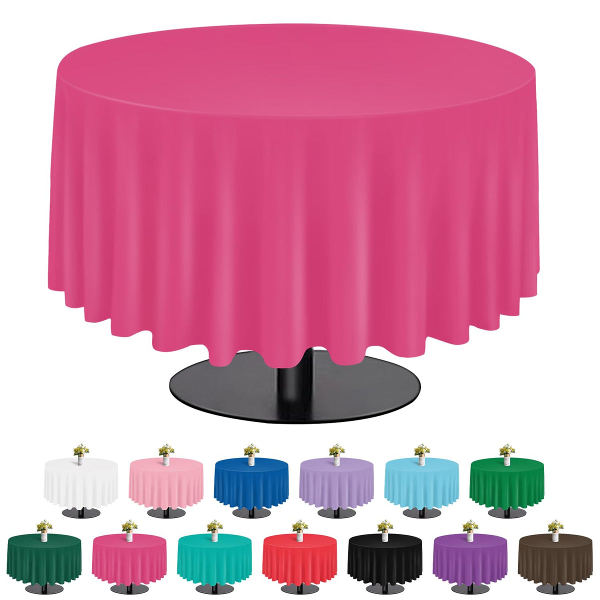 tujol Pink and White Checkered 6 Pack Plastic Table Cloth 54" x 108"