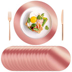 KesaPlan 50PCS 13in Round Gold Placemats, Disposable Paper Chargers Plate