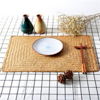 Natural Woven Rattan Rectangular Placemats Seagrass Place Mats for Dining Table, 18x12inches Set of 4
