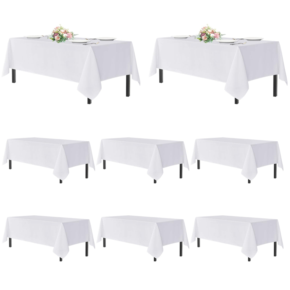 sancua White Table Cloths Rectangular, 8 Pack 90x132 Inch Tablecloths