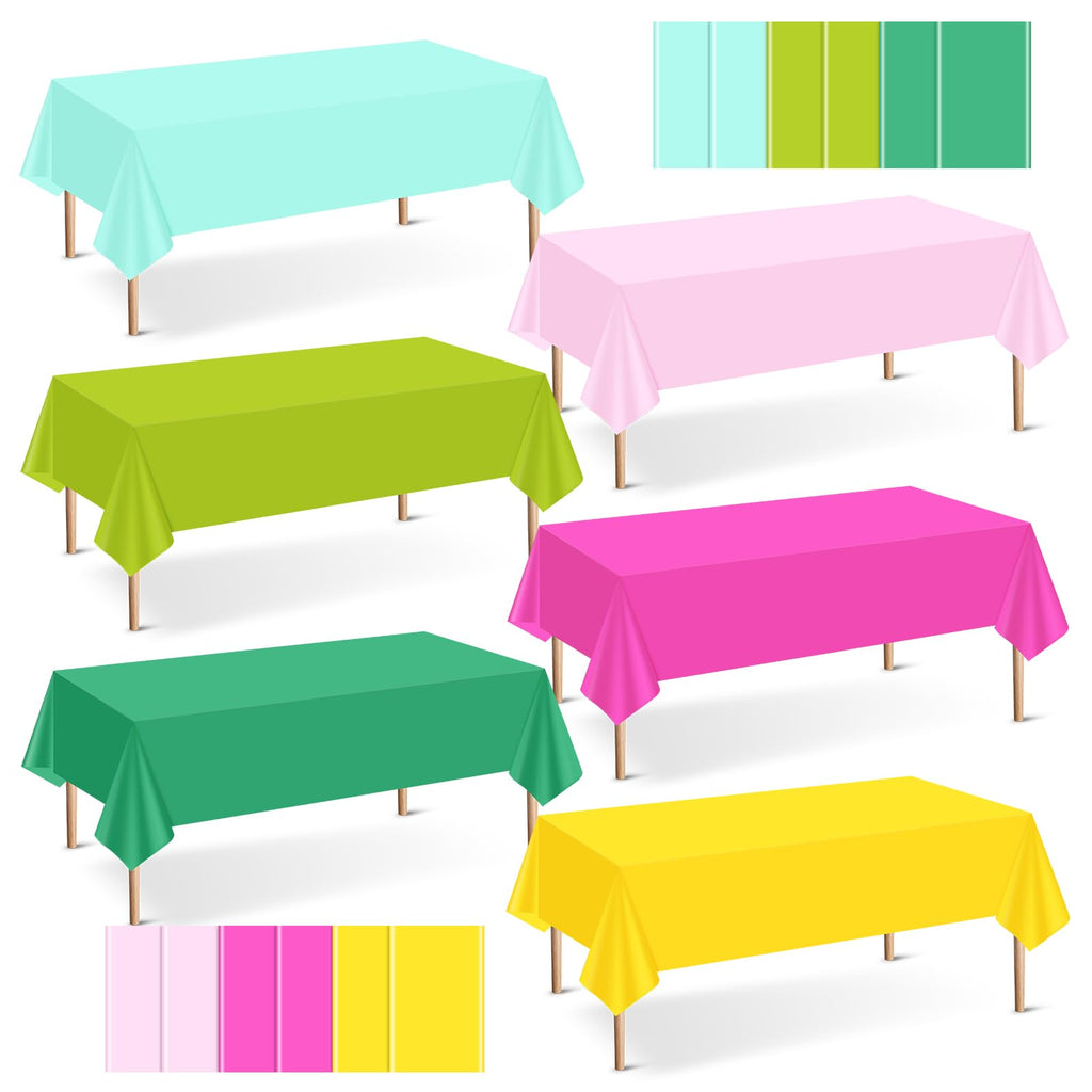 mwellewm 6Pc Plastic Table Cloth Disposable Tablecloth for Rectangle Tables