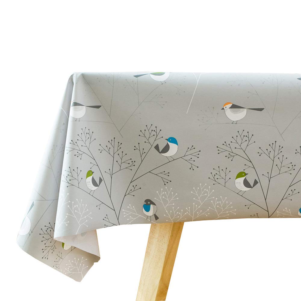 TruDelve Heavy Duty Vinyl Tablecloth Beige Plastic Table Cloth Waterproof Wipeable Oilcloth Tablecloths for Rectangle Tables (54'' x 72'', Leaves)