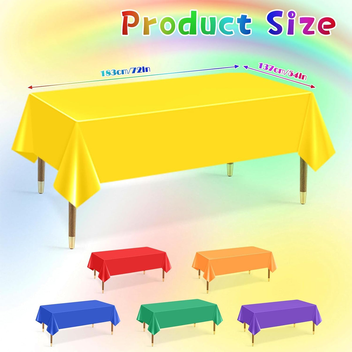 mwellewm 6Pc Plastic Table Cloth Disposable Tablecloth for Rectangle Tables