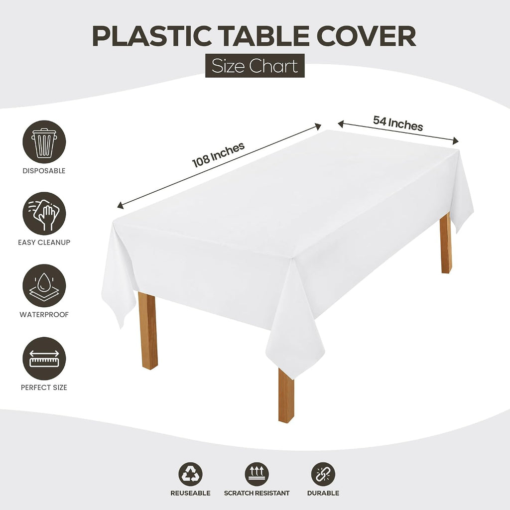 Utopia Kitchen Plastic Table Cloth Disposable [White, 12 Pack]
