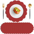 60 Pcs Light Pink Paper Placemats, 13.5 Inch Disposable Scalloped Placemat