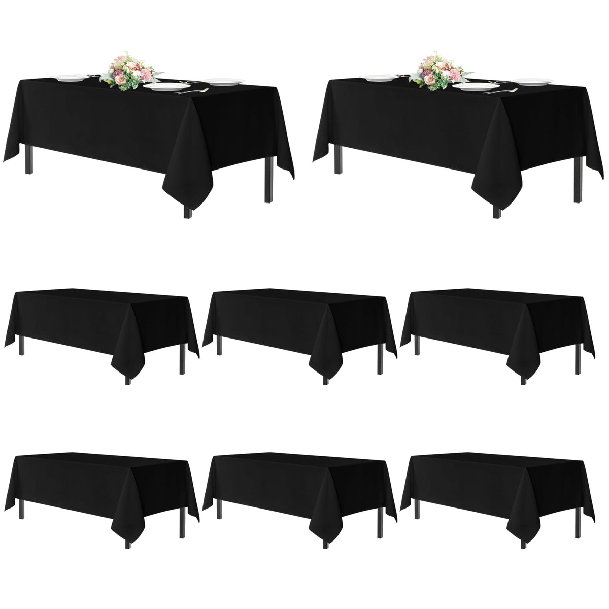 sancua White Table Cloths Rectangular, 8 Pack 90x132 Inch Tablecloths