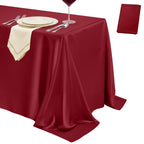 4 Pack Ivory Satin Tablecloth 58 x 102 Inch Overlay Seamless Design