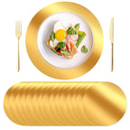 KesaPlan 50PCS 13in Round Gold Placemats, Disposable Paper Chargers Plate