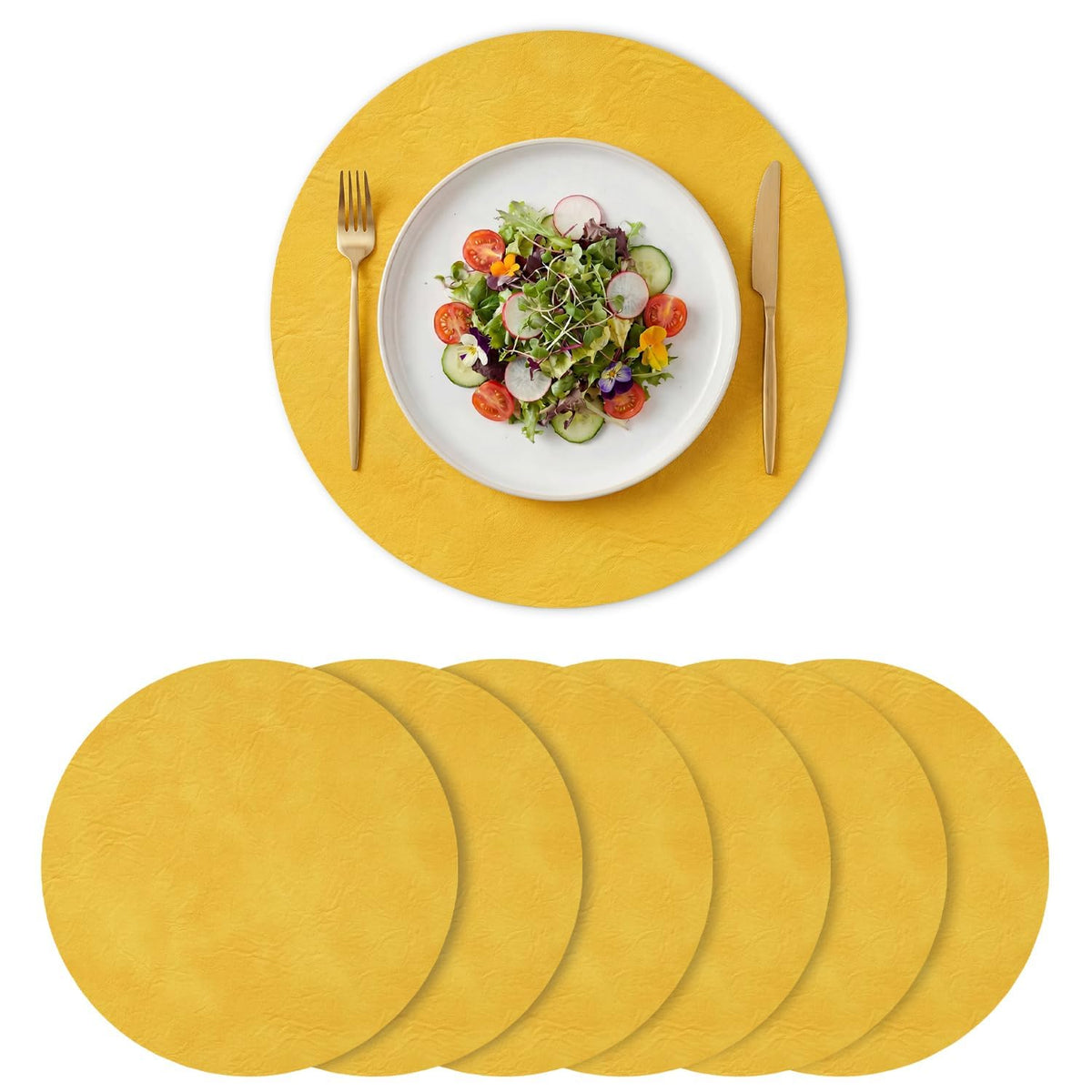 Artoid Mode Olive Green Faux Leather Placemats Set of 6, 12x18 Inch Waterproof Wipeable Heat Resistant Vinyl Place Mats, Reversible Table Mats for Kitchen Dining Decor