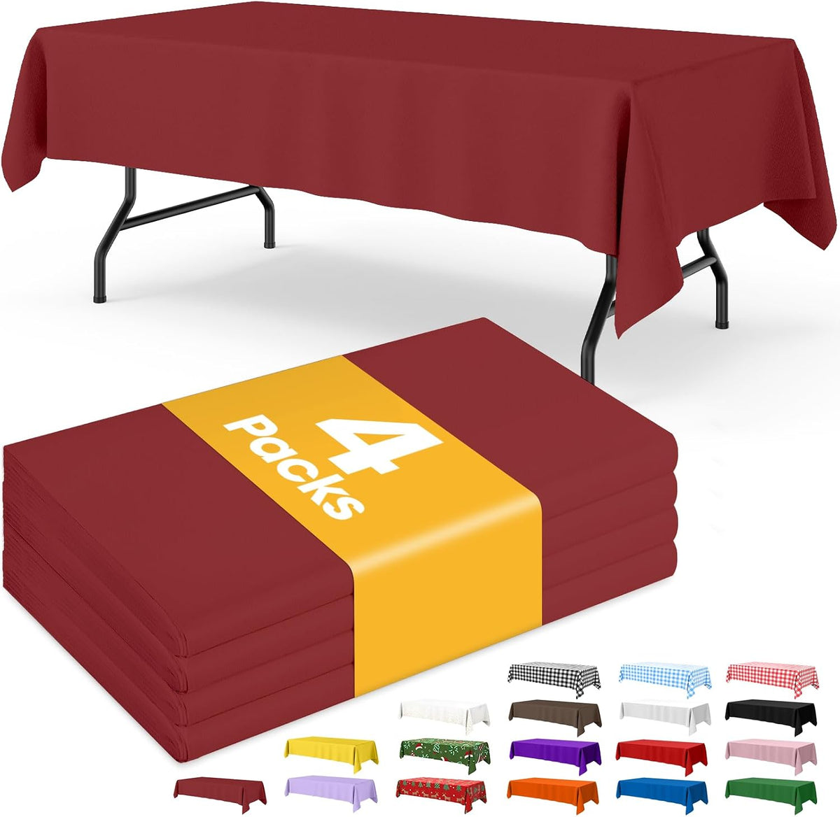 Niuara Ivory Plastic Table Cloth Disposable, 4 Pack, 54 x 108 in