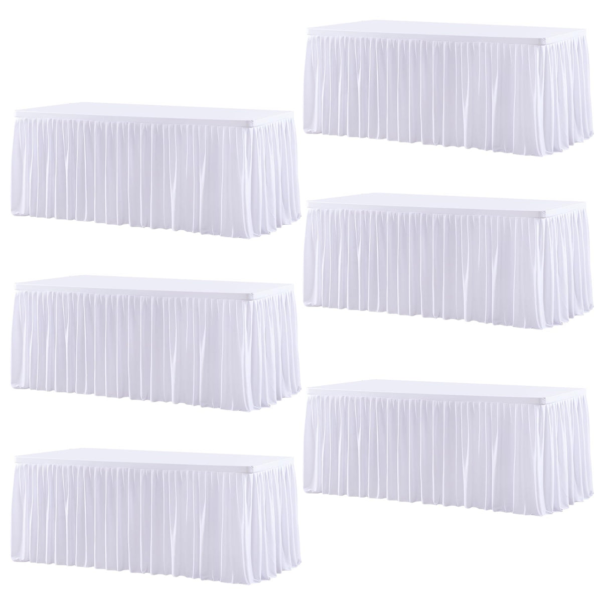 Wish Care 2 Pack Champagne Rectangle Table Clothes for 6 Foot Tables, Polyester Fitted Tablecloths 6t Stretch Table Cover for Wedding, Birthday, Parties, Trade Show, Craft Show