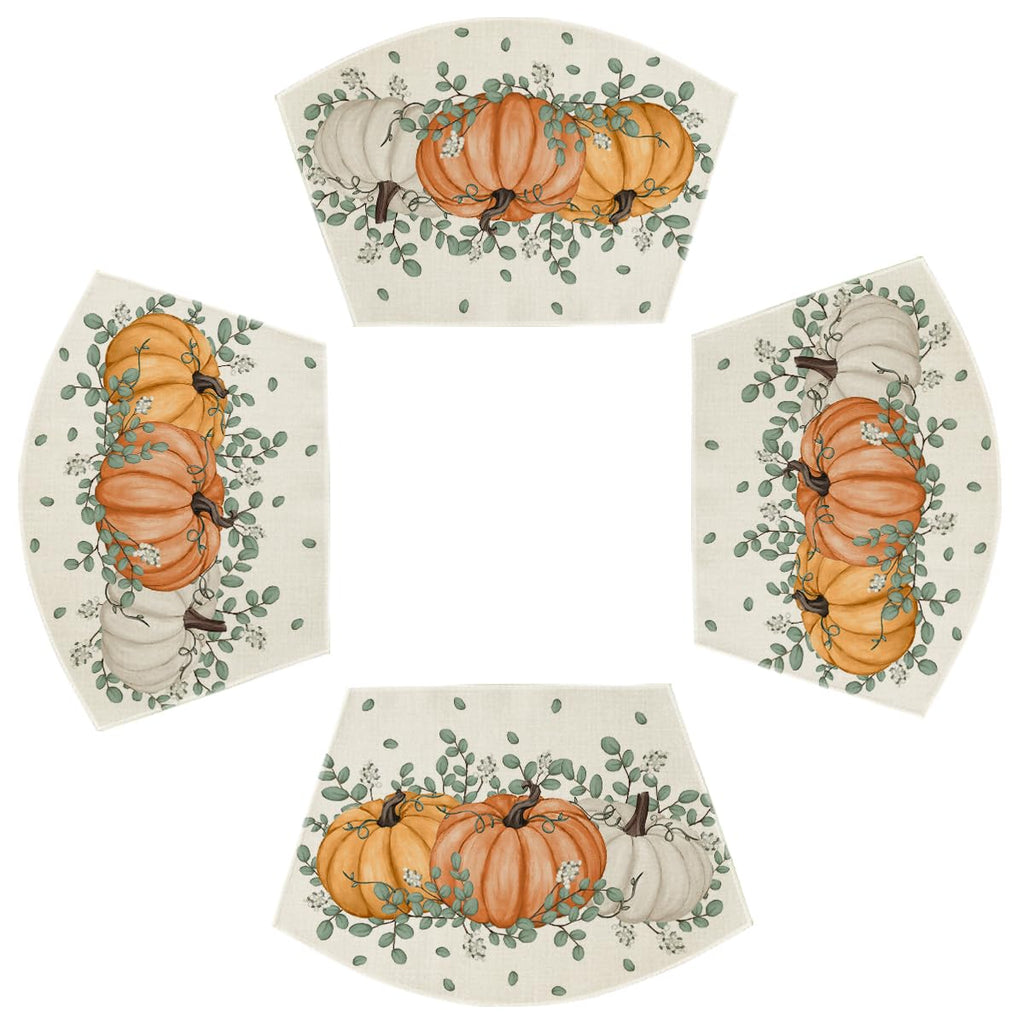Artoid Mode Navy Blue Pumpkins Fall Placemats Set of 6-12 x 18 Inch