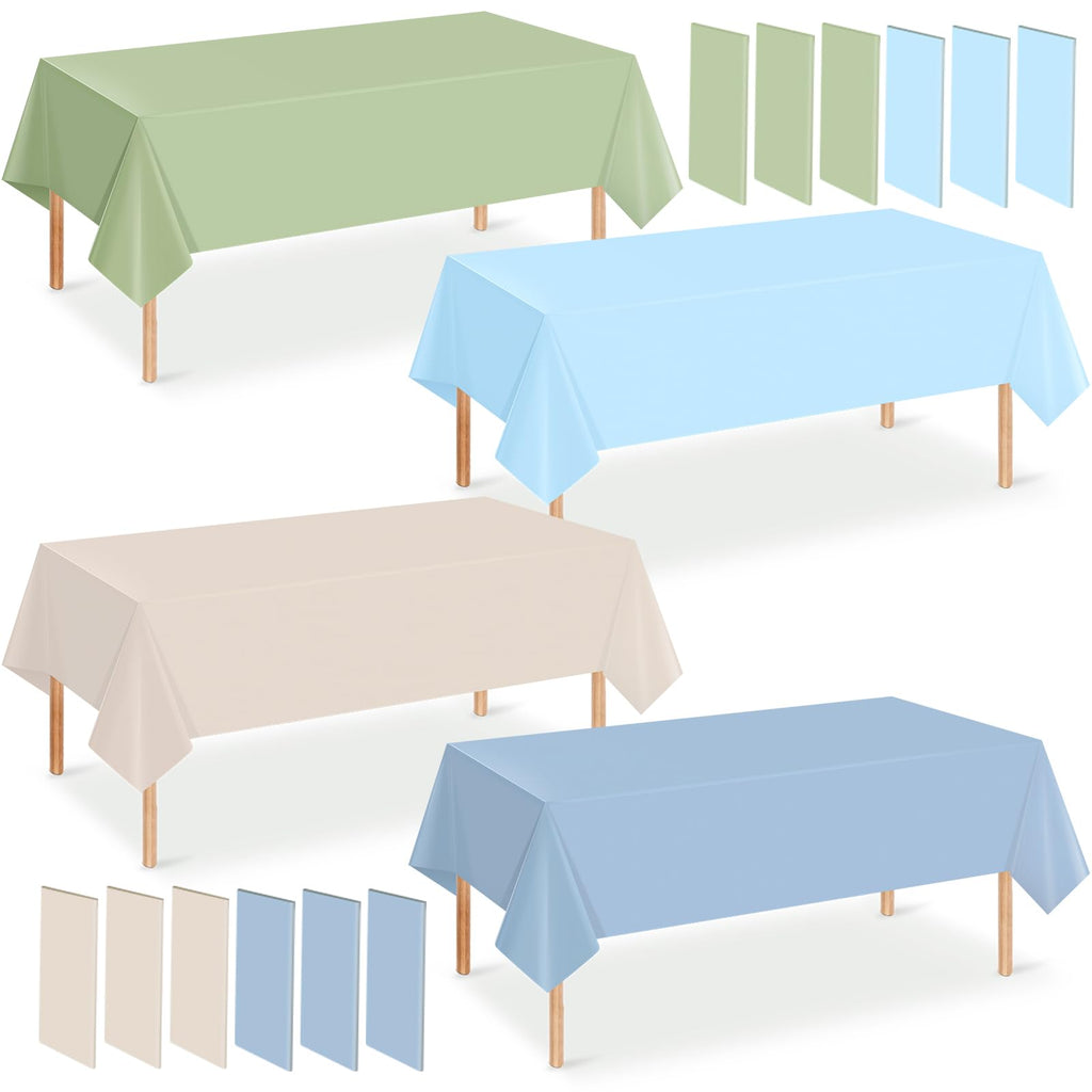 12 Pack Hawaiian Plastic Tablecloth for Rectangle Tables, Pink Green Yellow Tropical Disposable Table Cover, Luau Rectangle Table Cloth for Summer Flamingo Birthday Picnic Party Supplies Decorations