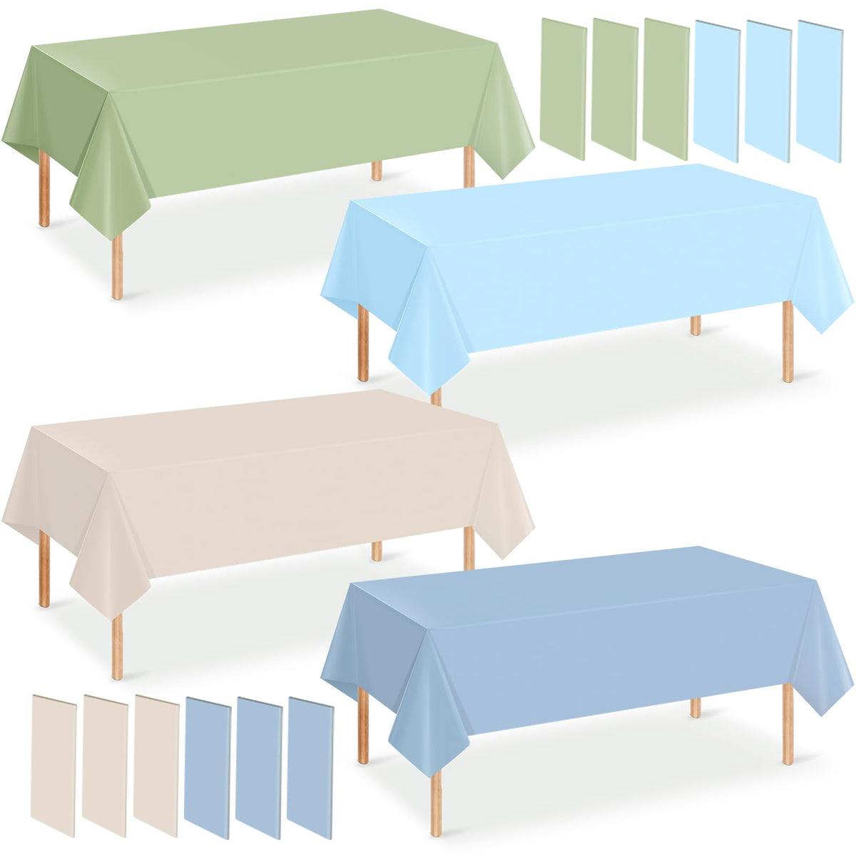 12 Pack Hawaiian Plastic Tablecloth for Rectangle Tables, Pink Green Yellow Tropical Disposable Table Cover, Luau Rectangle Table Cloth for Summer Flamingo Birthday Picnic Party Supplies Decorations