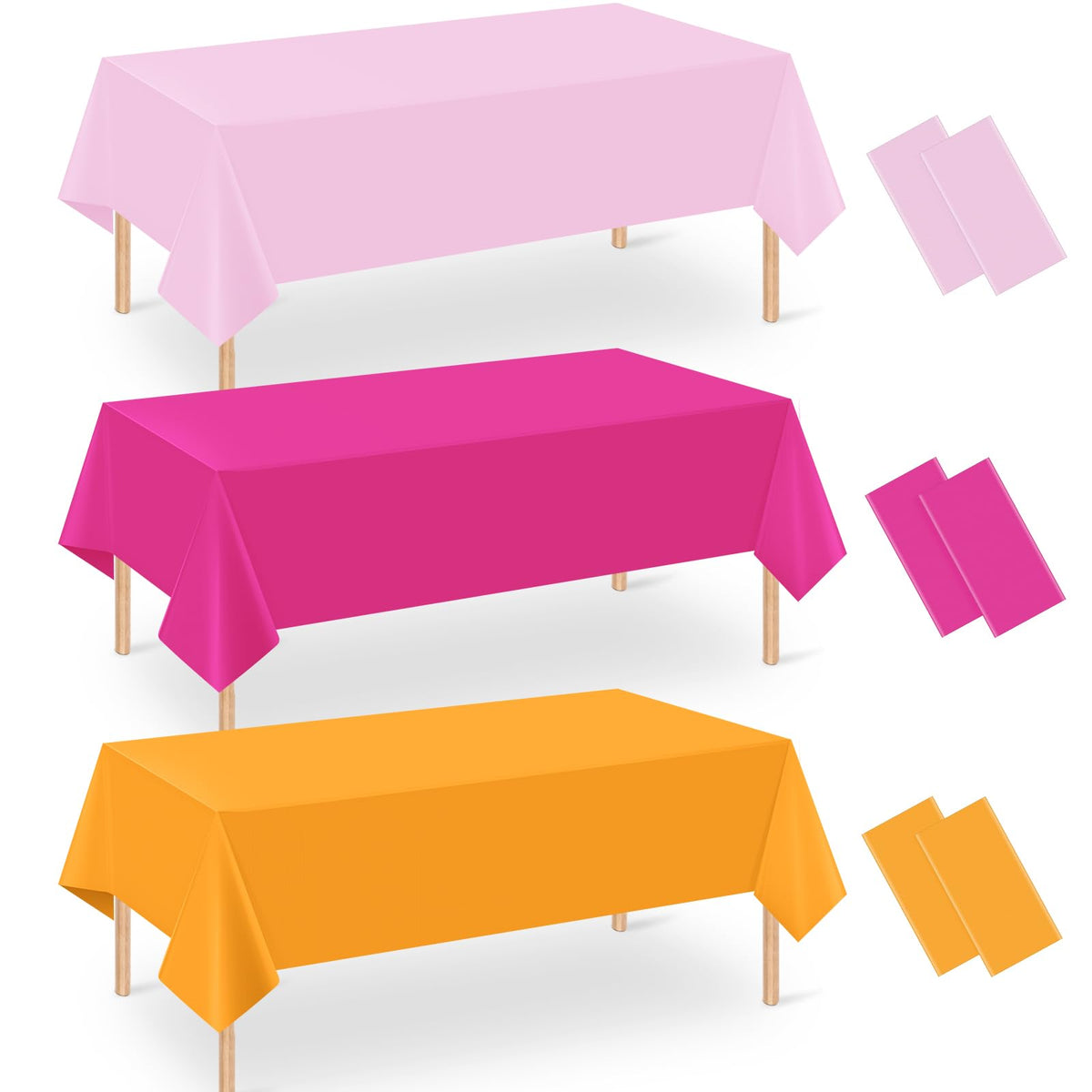 12 Pack Hawaiian Plastic Tablecloth for Rectangle Tables, Pink Green Yellow Tropical Disposable Table Cover, Luau Rectangle Table Cloth for Summer Flamingo Birthday Picnic Party Supplies Decorations