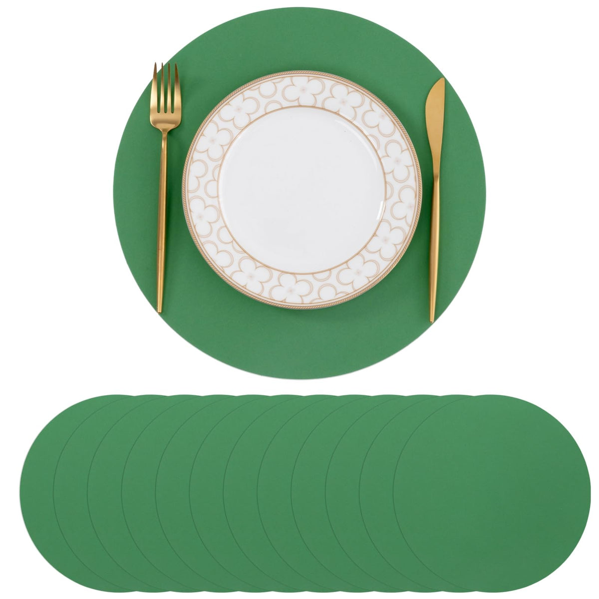 SHACOS 100 pcs Round Paper Placemats Disposable 13 inch Colored Paper Decorative Place Mats for Wedding Birthday Party Bridal Baby Shower Events Table Decoration, Brown