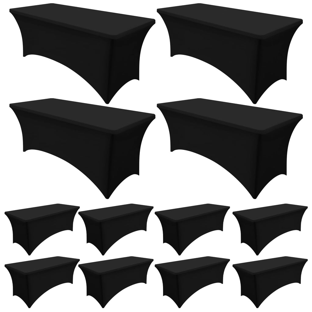 Smiry 2 Pack Spandex Table Cloth 6FT, Elastic Fitted Black Tablecloth