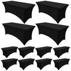 Smiry 2 Pack Spandex Table Cloth 6FT, Elastic Fitted Black Tablecloth