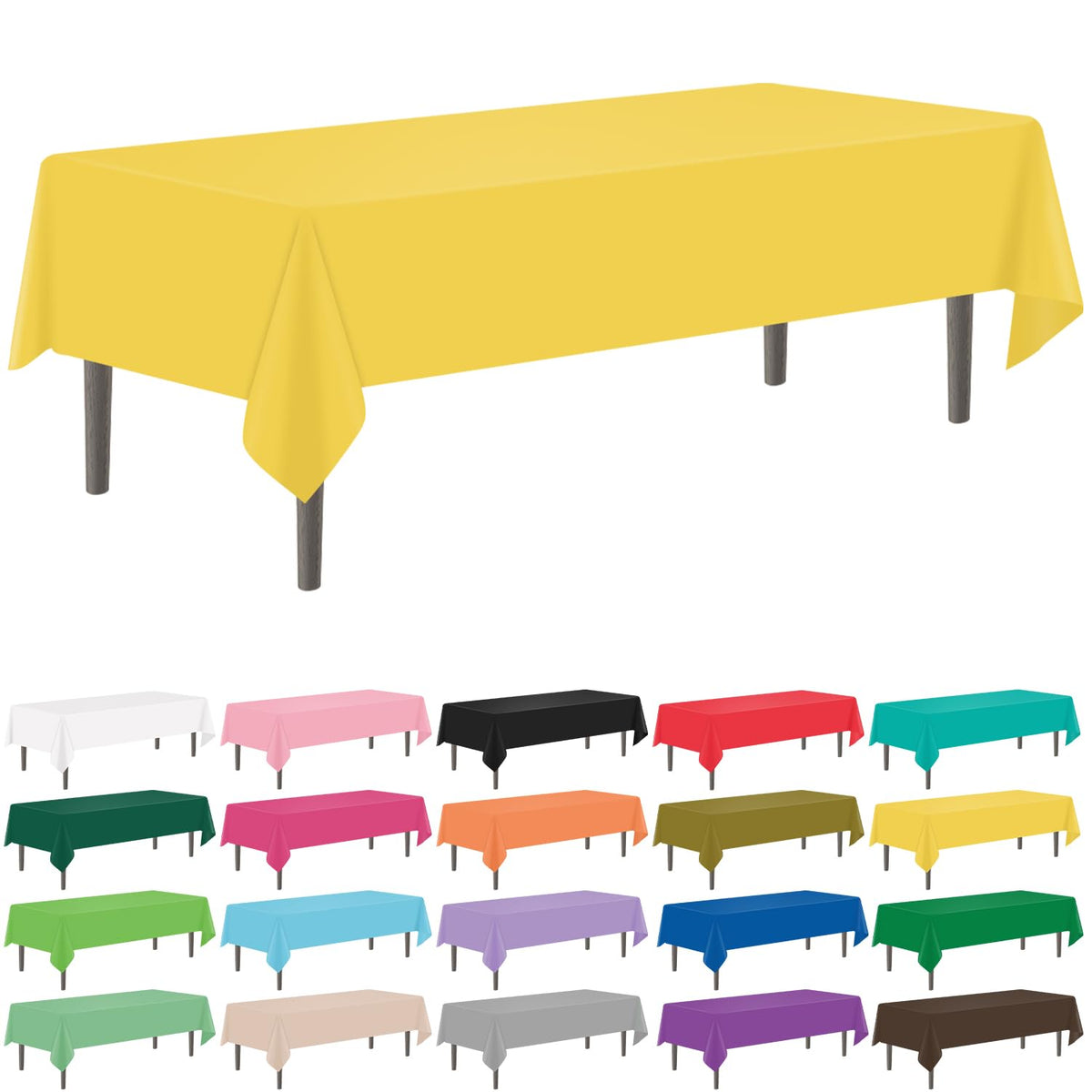 YSYJ 12 Pack Beige 54 x 108 Inch Disposable Plastic Tablecloths Rectangular Table Cloth Plastic Table Cover for Parties