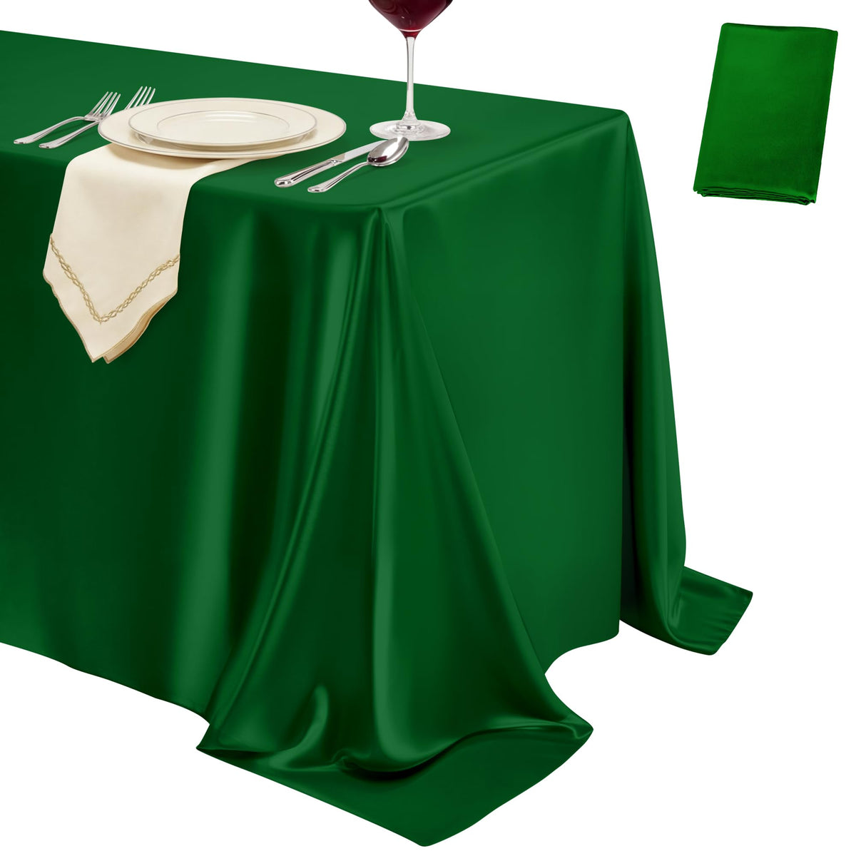 4 Pack Ivory Satin Tablecloth 58 x 102 Inch Overlay Seamless Design