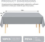 10 Pack Silver Grey Plastic Tablecloth 54x108 Inch Disposable Waterproof Rectangle Table Cover for Party Birthday Wedding Picnic Outdoor