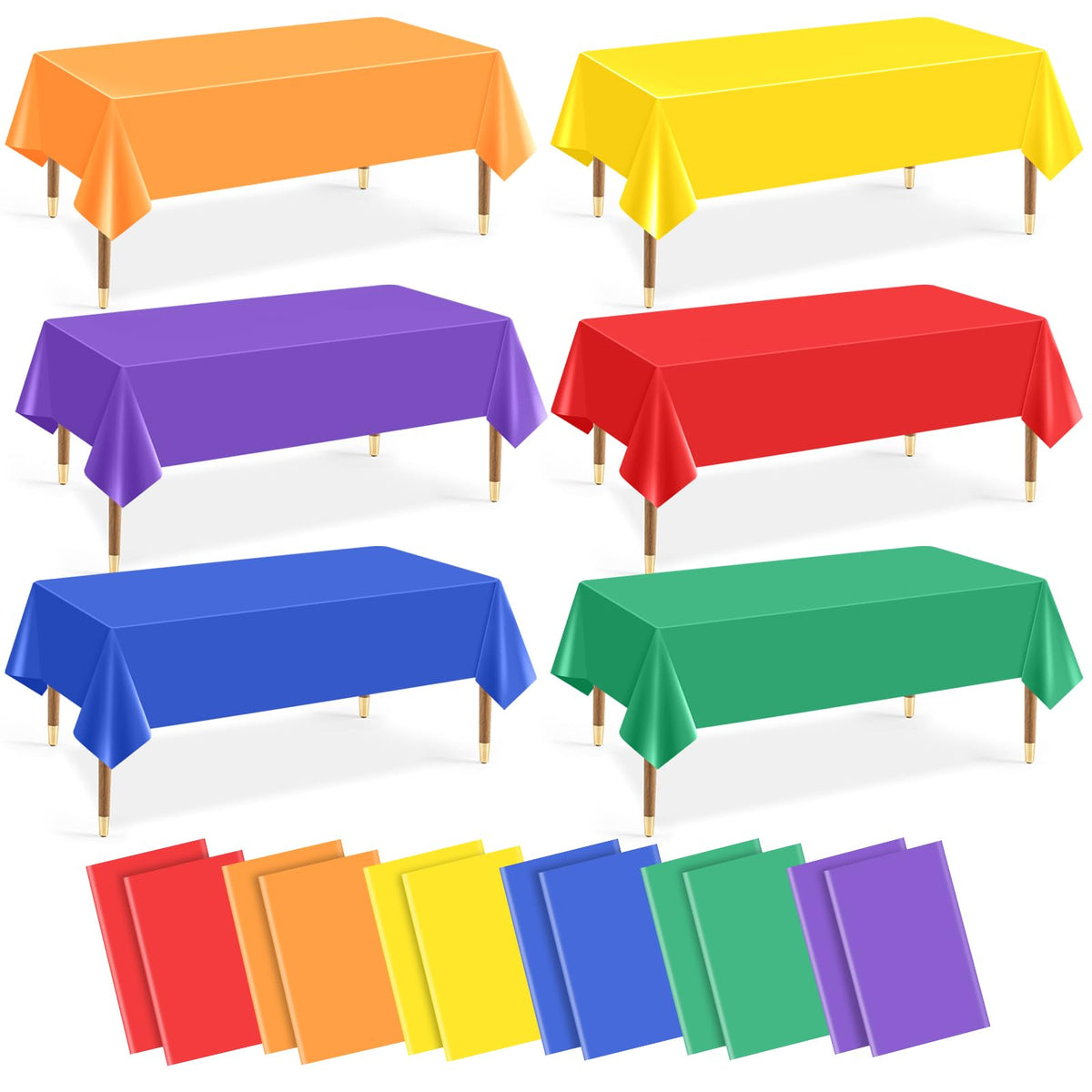 mwellewm 6Pc Plastic Table Cloth Disposable Tablecloth for Rectangle Tables