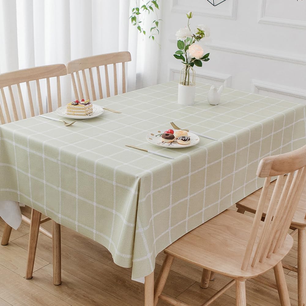 TruDelve Heavy Duty Vinyl Tablecloth Beige Plastic Table Cloth Waterproof Wipeable Oilcloth Tablecloths for Rectangle Tables (54'' x 72'', Leaves)
