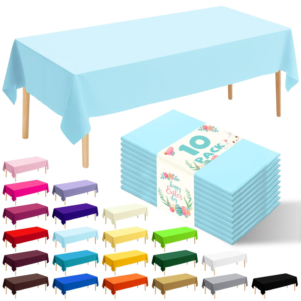 10 Pack Silver Grey Plastic Tablecloth 54x108 Inch Disposable Waterproof Rectangle Table Cover for Party Birthday Wedding Picnic Outdoor