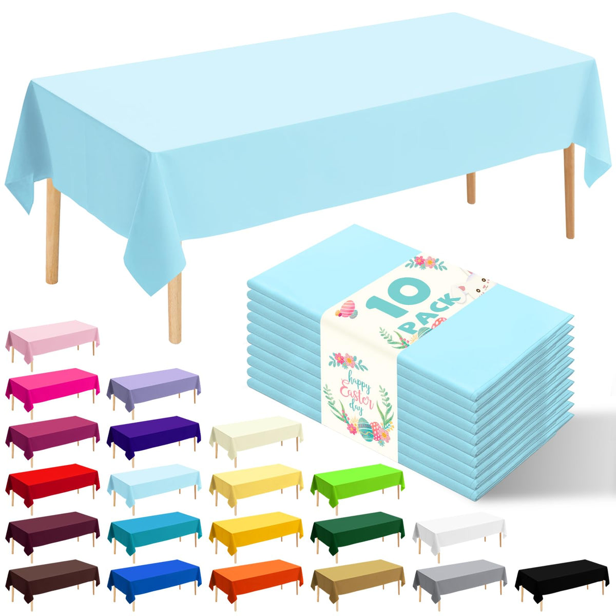 10 Pack Silver Grey Plastic Tablecloth 54x108 Inch Disposable Waterproof Rectangle Table Cover for Party Birthday Wedding Picnic Outdoor