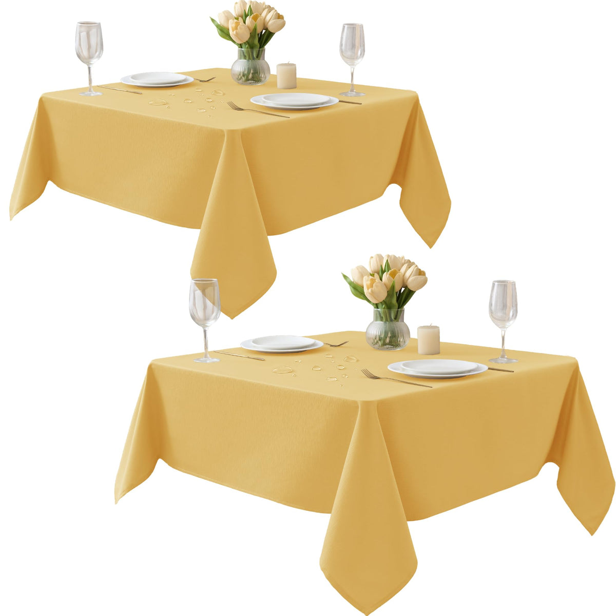 Fall Tablecloths Rectangular 6ft, Slub Texture, Waterproof, 2-Pack