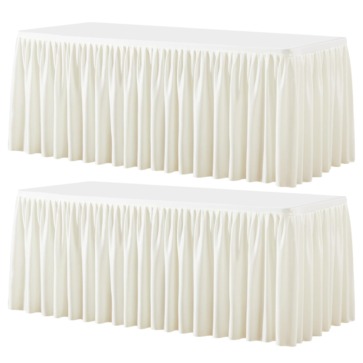 Wish Care 2 Pack Champagne Rectangle Table Clothes for 6 Foot Tables, Polyester Fitted Tablecloths 6t Stretch Table Cover for Wedding, Birthday, Parties, Trade Show, Craft Show