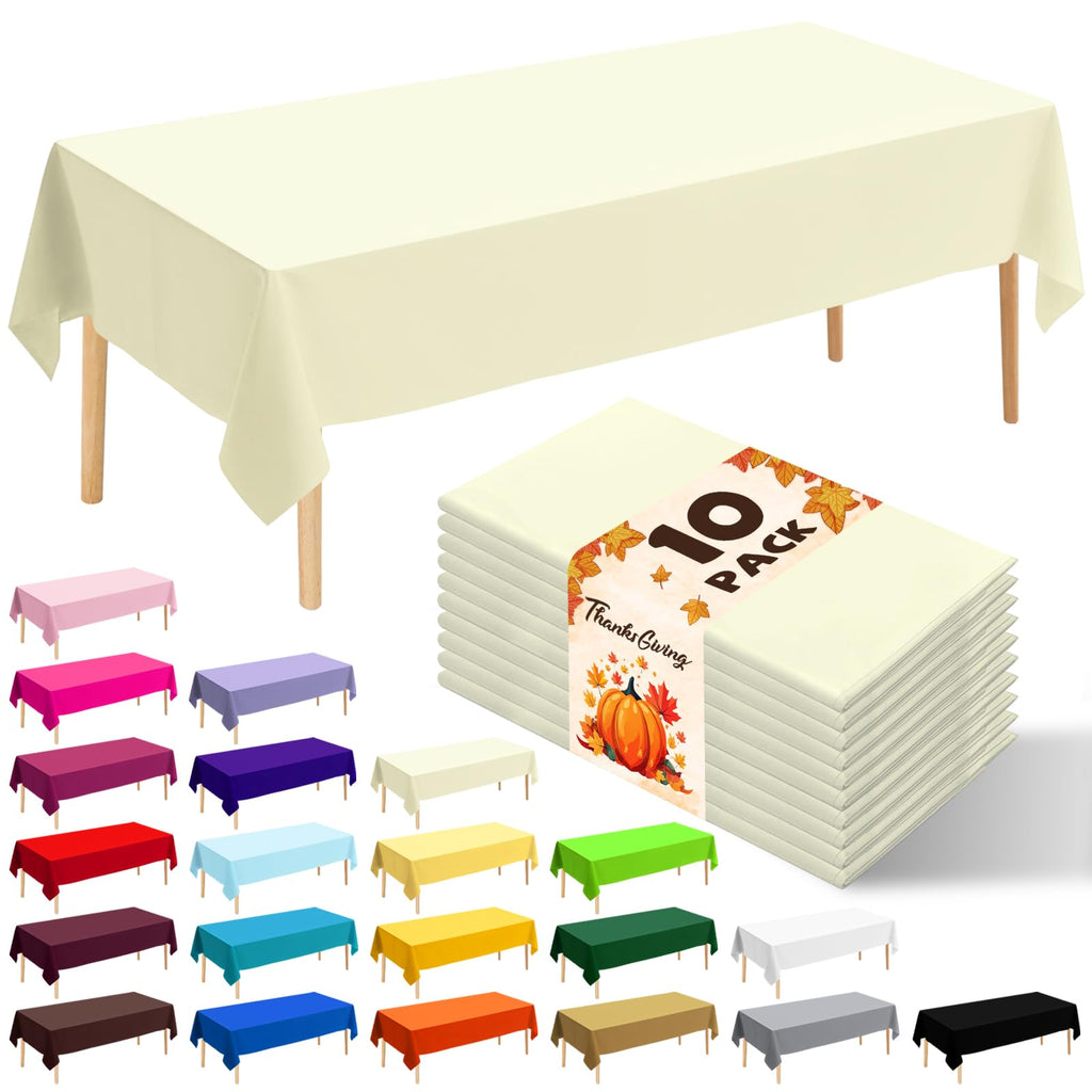 10 Pack Silver Grey Plastic Tablecloth 54x108 Inch Disposable Waterproof Rectangle Table Cover for Party Birthday Wedding Picnic Outdoor