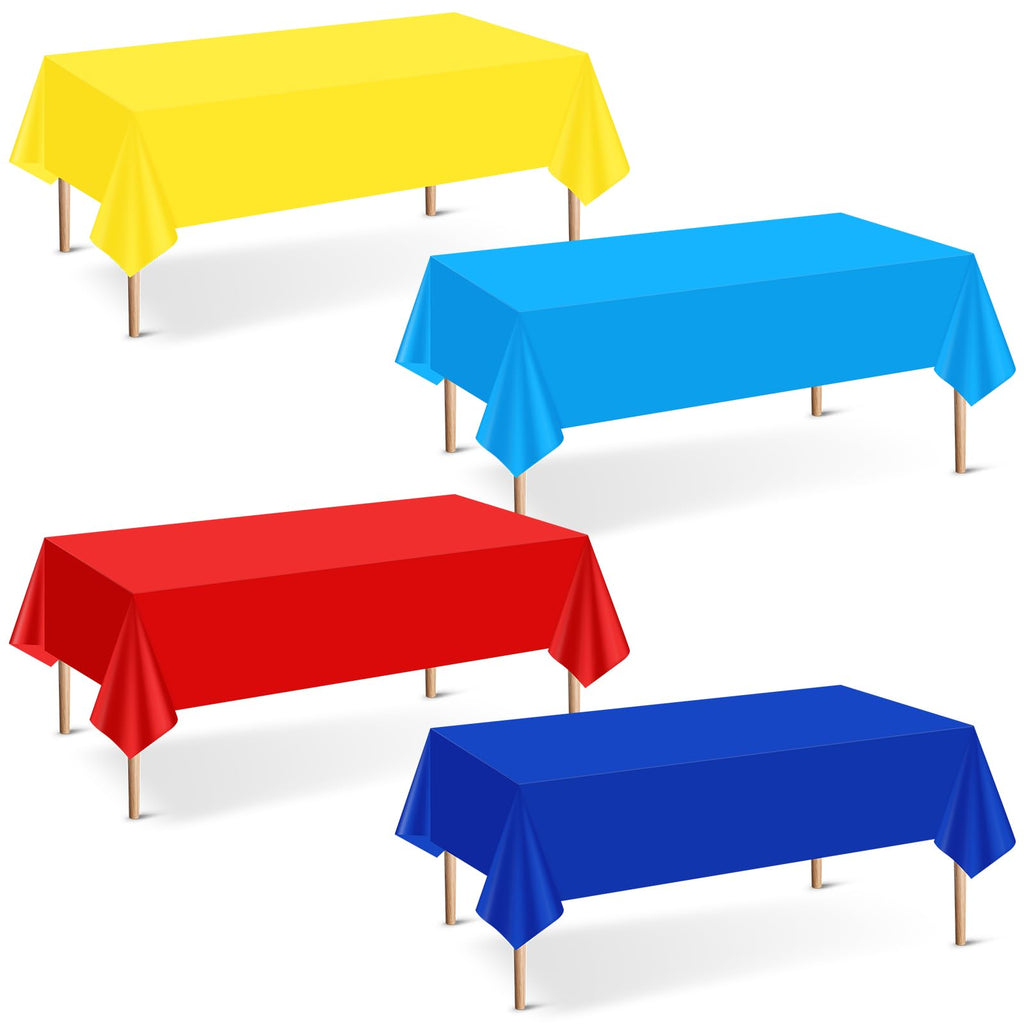 mwellewm 6Pc Plastic Table Cloth Disposable Tablecloth for Rectangle Tables