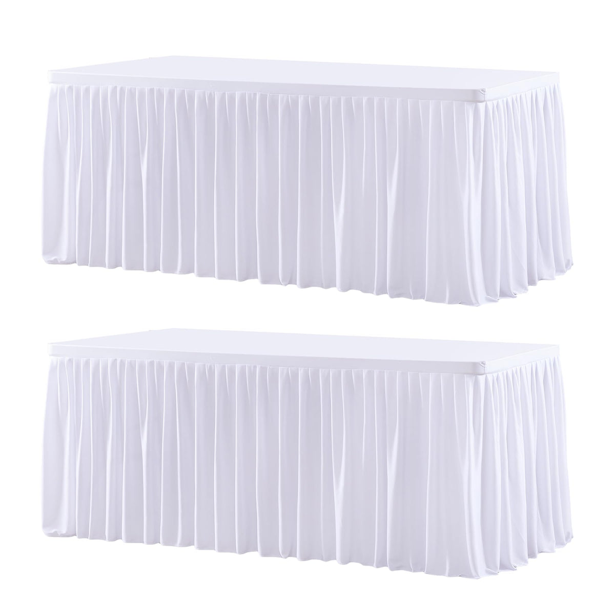 Wish Care 2 Pack Champagne Rectangle Table Clothes for 6 Foot Tables, Polyester Fitted Tablecloths 6t Stretch Table Cover for Wedding, Birthday, Parties, Trade Show, Craft Show