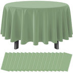 12Pack Sage Green Plastic Checkered Tablecloth, Premium Decorative Disposable Sage Green Gingham Plaid Table Cloths for Parties, Rectangle Party Table Cover for Picnic Birthday Wedding, 54x108 Inch