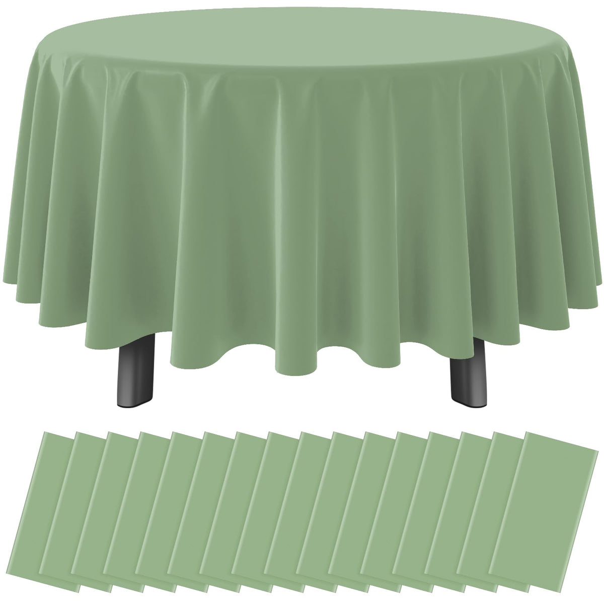 12Pack Sage Green Plastic Checkered Tablecloth, Premium Decorative Disposable Sage Green Gingham Plaid Table Cloths for Parties, Rectangle Party Table Cover for Picnic Birthday Wedding, 54x108 Inch