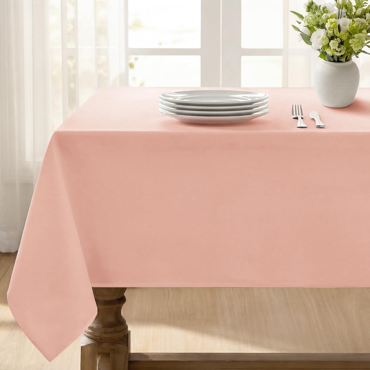 Softalker Rectangle Tablecloth, Waterproof Table Cloths Wrinkle Free Fabric Washable Polyester Table Cover for Dining Tables Party Outdoor Camping Parties Buffet - 60 x 84 inch, Navy Blue