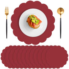60 Pcs Light Pink Paper Placemats, 13.5 Inch Disposable Scalloped Placemat