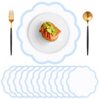 60 Pcs Light Pink Paper Placemats, 13.5 Inch Disposable Scalloped Placemat
